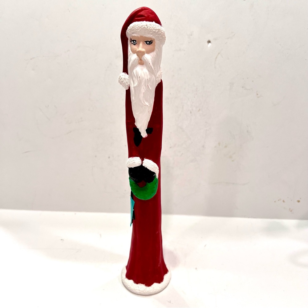 Vintage 1990’s Hand Painted Ceramic Tall Skinny Santa Christmas Figure 10” DM 96